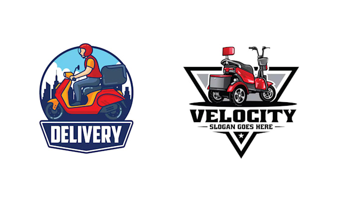 create hand drawn biker delivery courier service logo