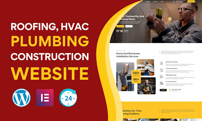 design contractor, construction, roofing, plumbing websites