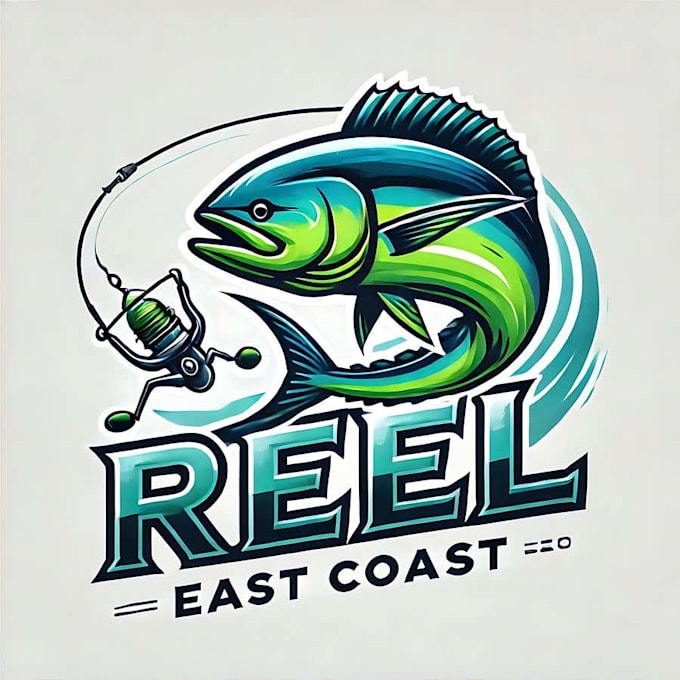 make a attractive fishing charter reel east coast logo