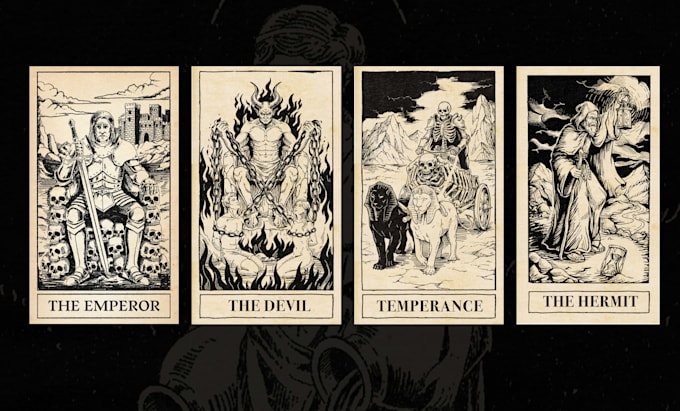create custom tarot card illustration in dark art style