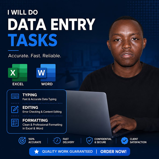 do excel data entry, convert pdf to excel, copy paste, typing and web research