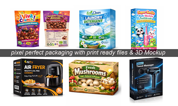 create a pixel perfect packaging box, label design with die cut
