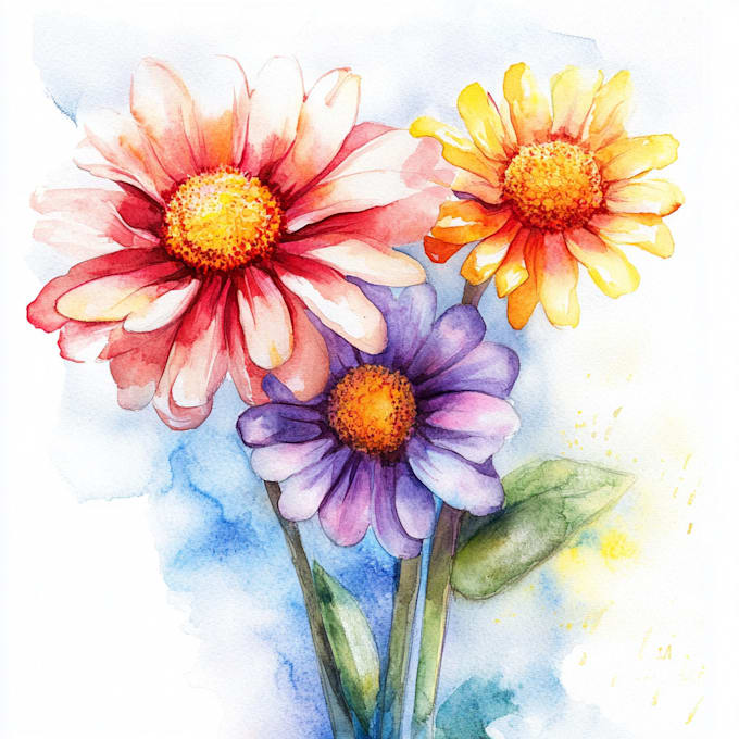 draw watercolor flower illustration