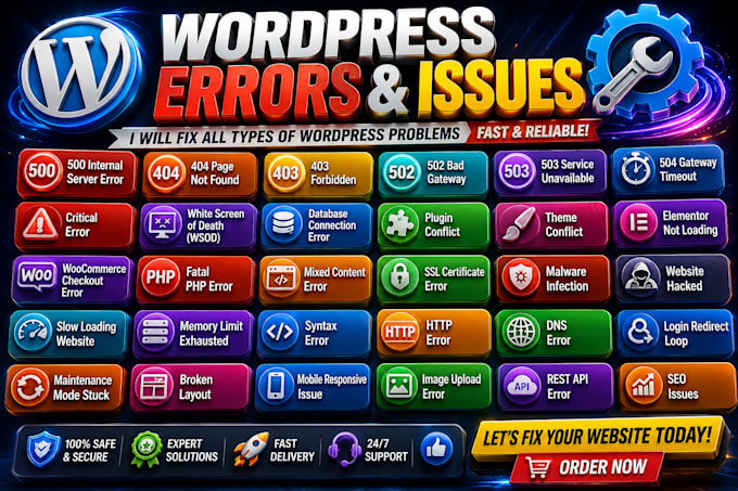 fix wordpress website issues, errors and bugs fast