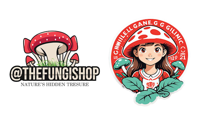 design cartoon mushroom logo for your company