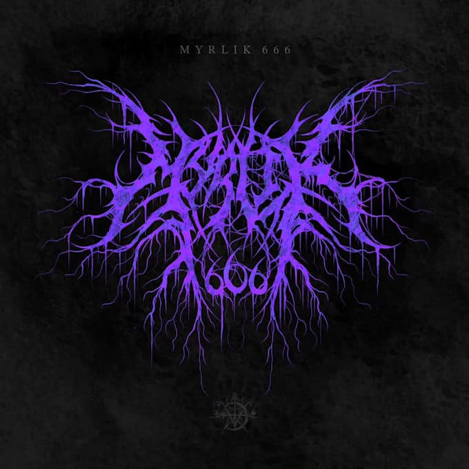 dark typography logo and lettering, metal, y2k, psychedelic