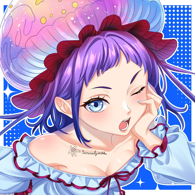 draw anime character art illustration for profile picture or oc ,pfp