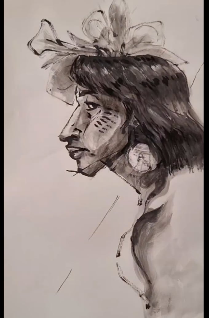 draw your portrait on canvas and capture it on video