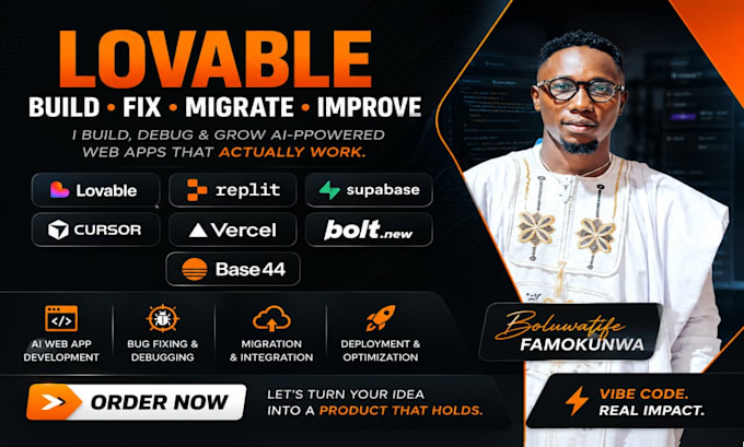vibe code, build, migrate, debug and improve your ai website and app on lovable