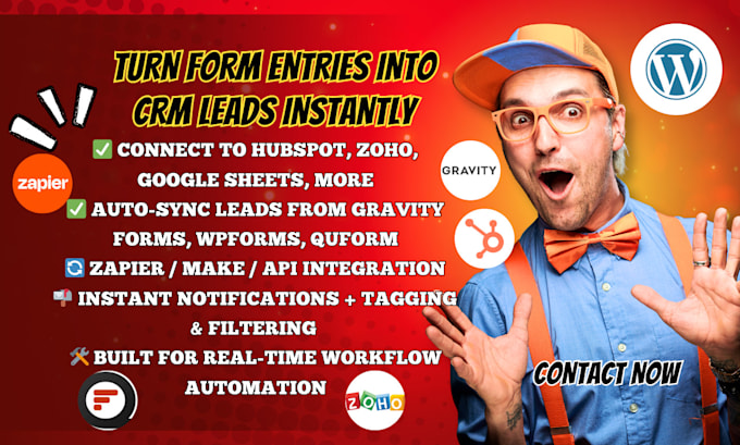 connect your gravity form quform wpforms with hubspot, zoho CRM using zapier