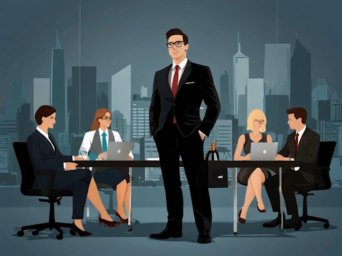 create an vector flat illustration people corporate art