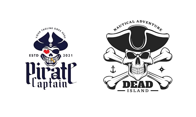 create hand drawn skull pirate logo