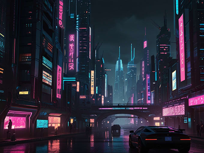 do cyberpunk futuristic city art