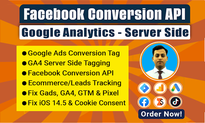 setup google ads conversion, analytics, ga4 ecommerce server side API tracking