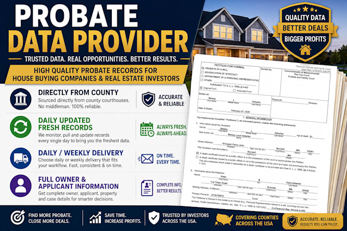 provide probate data directly from county