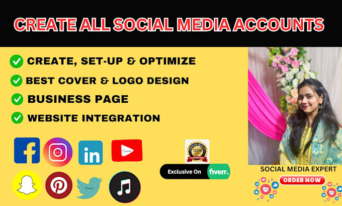 perfect all social media accounts create, setup, and optimiz