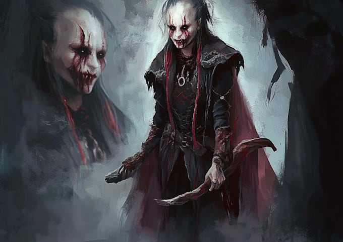 do a unique fantasy horror character art