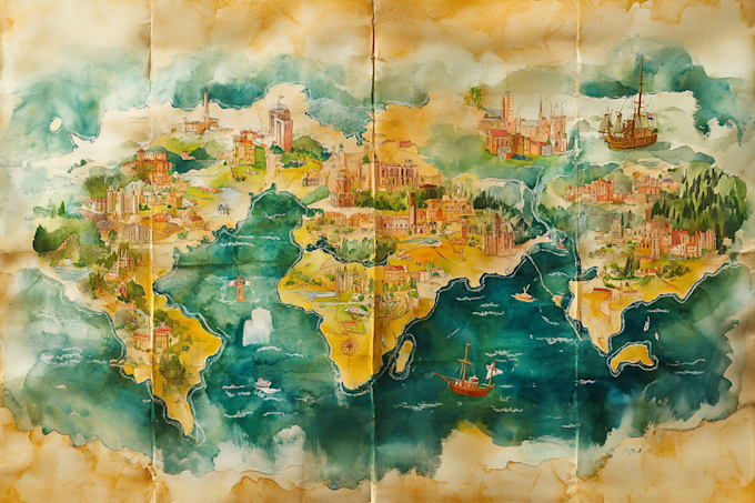 watercolor map illustration just for you