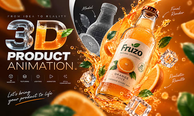 create 3d product animation and product video