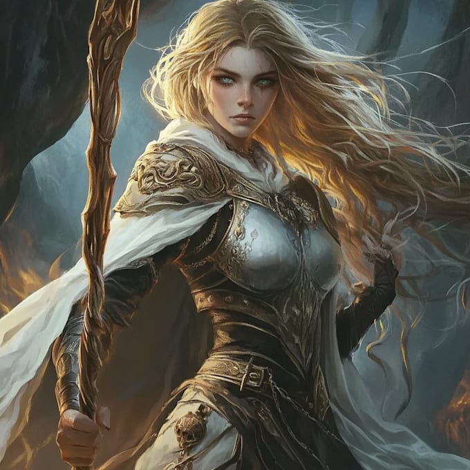 Crear arte conceptual de personajes o arte de juego en estilo fantasía