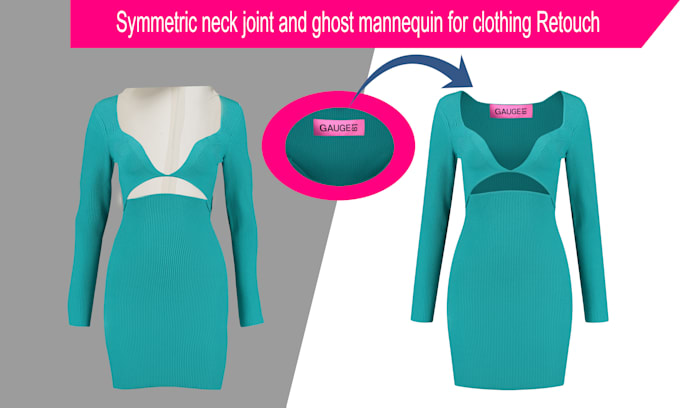 symmetric neck joint and ghost mannequin clothing retouch