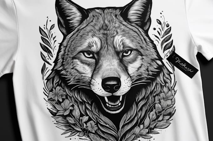 create animal linocut tshirt design for brands
