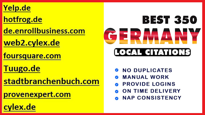 create 300 germany local citations for german business directories