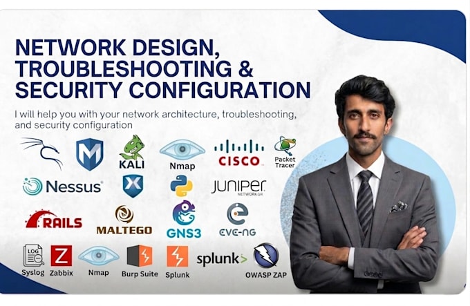 provide network design, security tools configuration and troubleshoot services