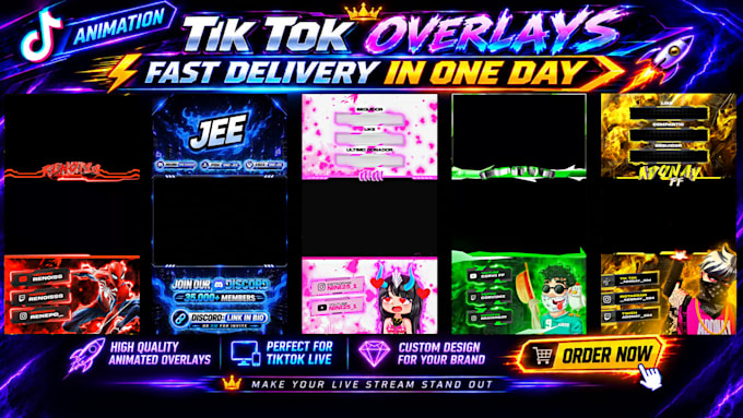 create tiktok live overlays for live stream,screens