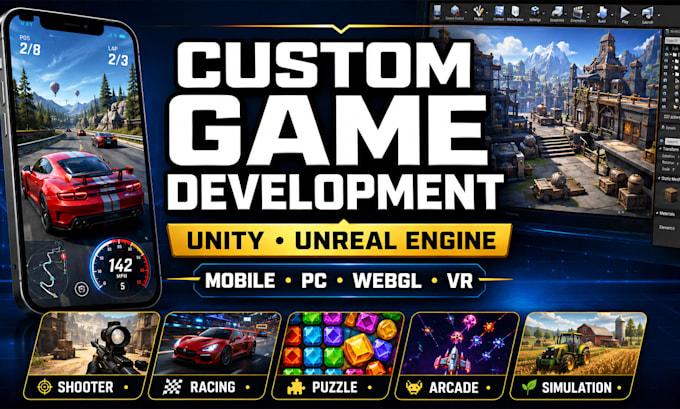 develop 3d and 2d mobile games with unity game development and unreal engine