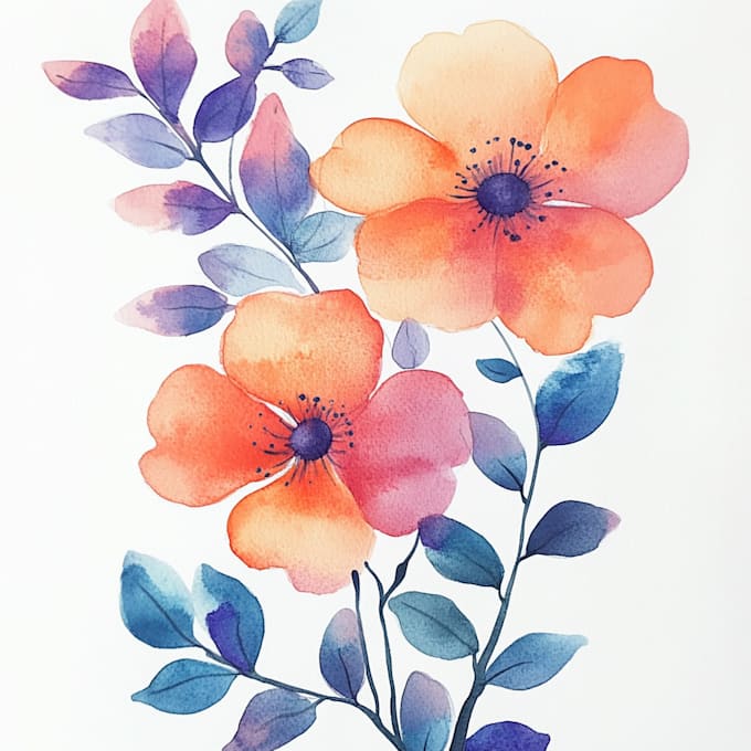draw watercolor floral illustration
