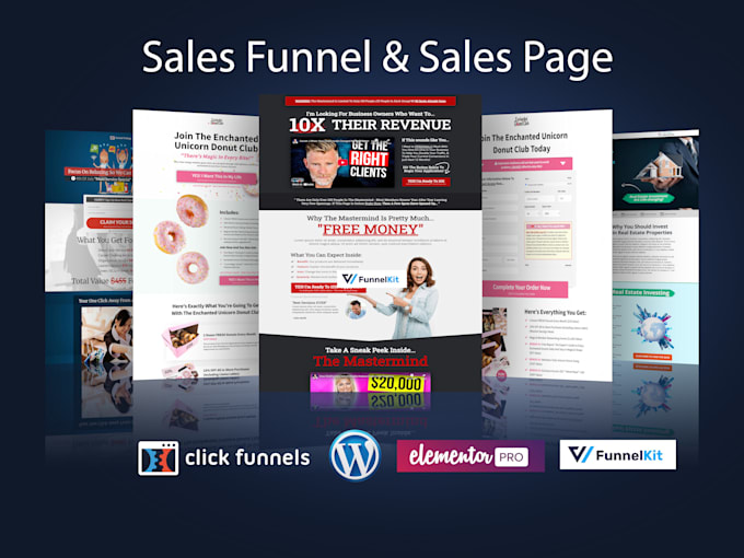design sales page funnels in clickfunnels or wordpress elementor funnelkit pro