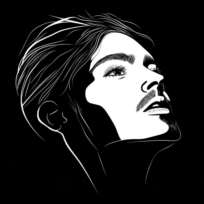 Create a detailed vector art portrait black and white by Walaraf | Fiverr