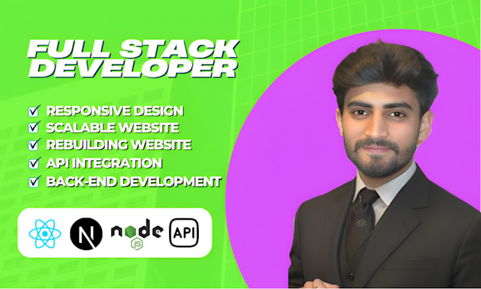 develop mern stack web app, react website, nodejs API as full stack deve