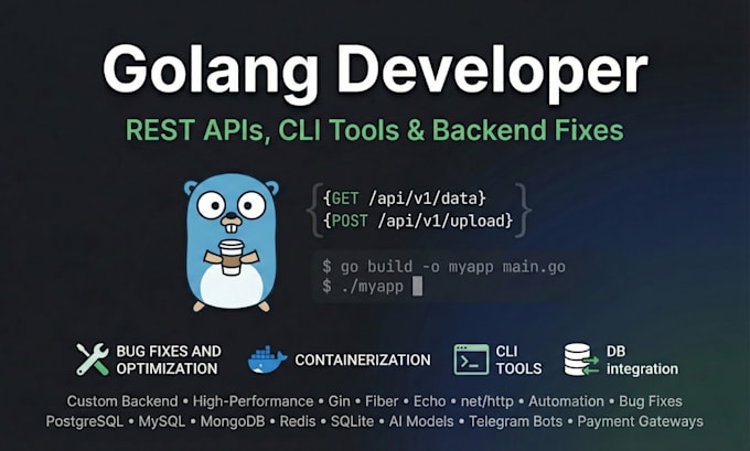 develop or fix golang backend, rest apis, and cli tools