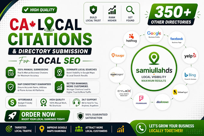 build canada local citations for google maps and local SEO