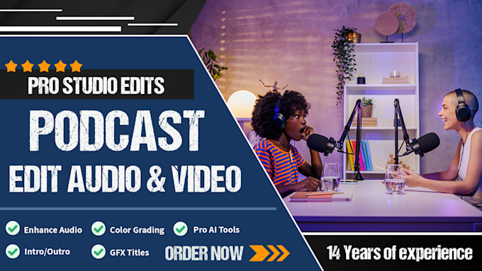 Pro edit your podcast video and audio to perfection by Marimix | Fiverr