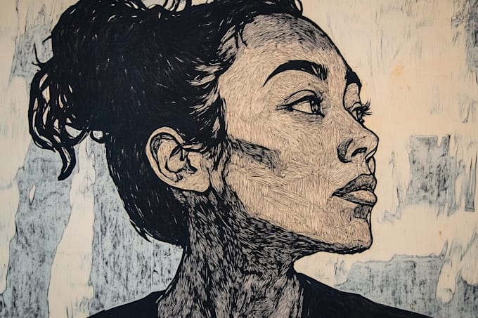 create a portrait print linocut