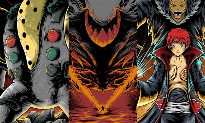 draw detailed dark art horror illustration