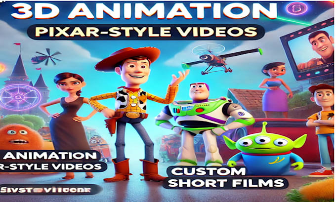 create 3d disney pixar, style animations, cartoon videos, and short films