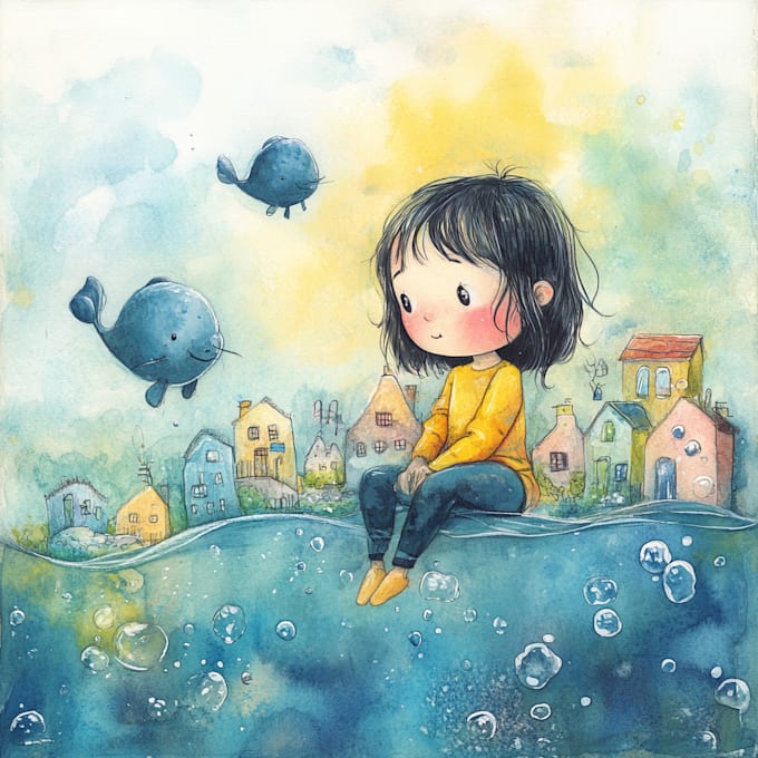 create watercolor illustrations for children book,