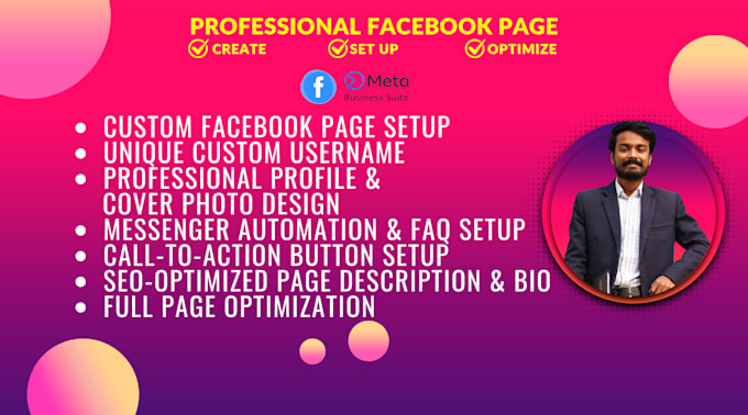 create and setup professional fb page, optimize and automate