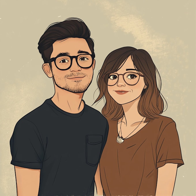 draw a valentine day couple portrait illustration