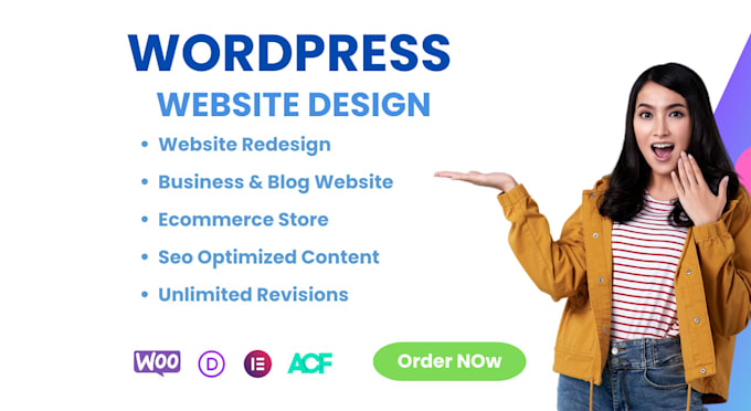 create responsive wordpress website, design, redesign existing site, landing pag