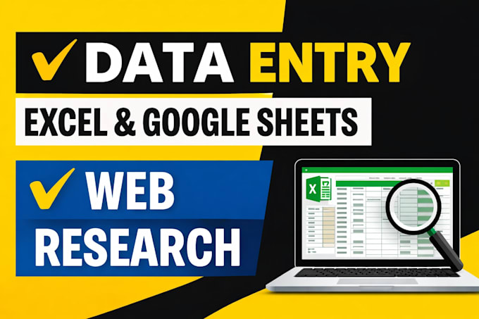 do accurate data entry, excel data entry and web research