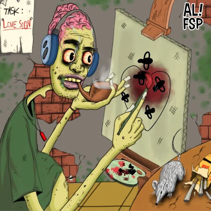 draw a weird cartoon illustration for your unusual ideas