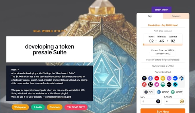 develop solana presale website, solana memecoin token with solana smart contract