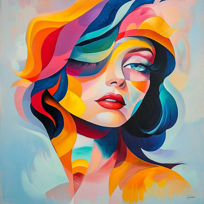 Paint expressive colorful abstract portraits by Drorkusa | Fiverr