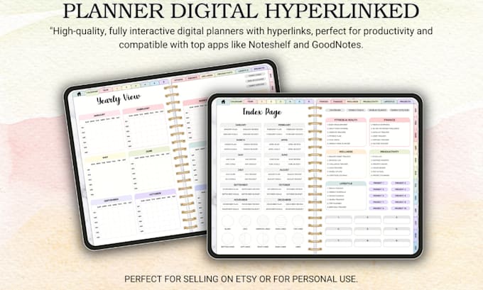 design a hyperlinked digital planner for etsy sellers
