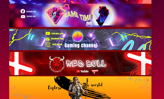 Create professional youtube banners and channel art by Nisagraphix | Fiverr